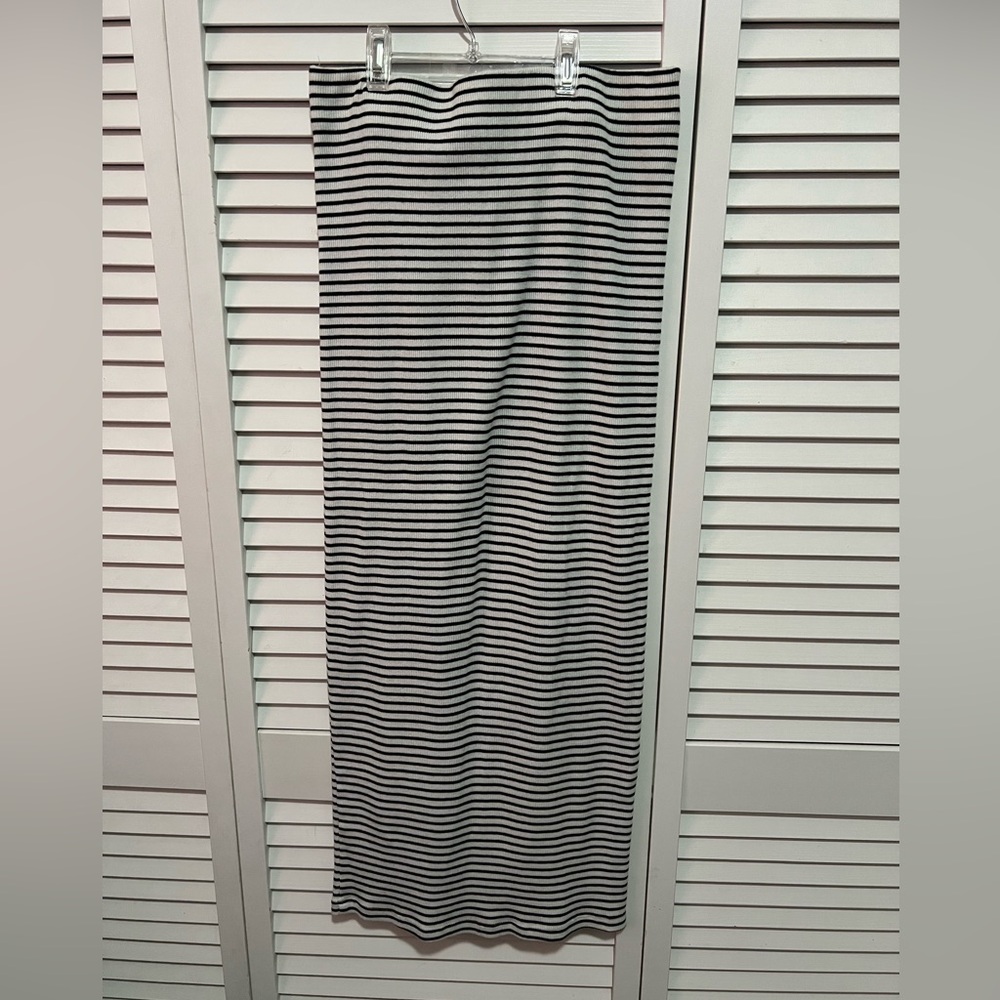 Ultra Flirt Black and White Striped Maxi Skirt